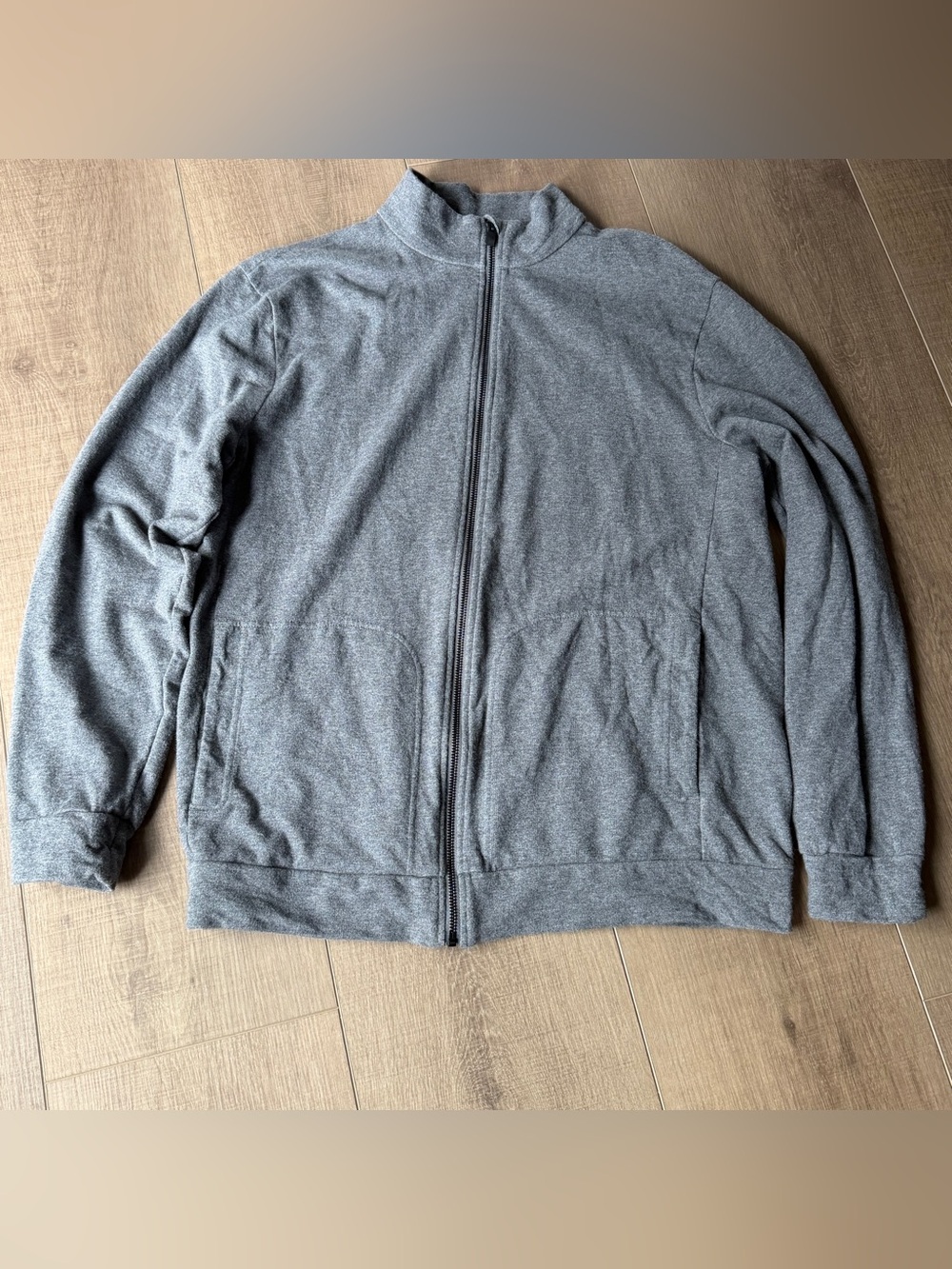 Icebreaker Mens Large Gray Wool Cotton LS Sweater Full Zip Long Sleeve Pockets